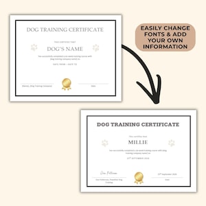 Editable Dog Obedience Graduation Award
