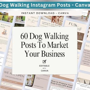 Dog Walking Instagram Posts, Pet Business Social Media Templates, Dog Walker Instagram Templates Start Up Dog Business Marketing Materials