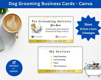 Dog Grooming Business Card Ideas for a Dog Groomer Business Card Designs 3 Dog Grooming Services, Cat Grooming Services Pet Grooming QR Code