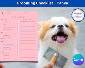 Dog Checklist for Groomer (Pink) - Canva  | Dog Grooming Checklist | Pet Grooming Checklist | Mobile Dog Groom Form | Mobile Pet Groom Form