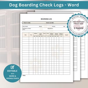 Essential Dog Boarding Log for a Kennel or Home Boarding | Includes Essential Kennel and Dog Welfare Checks that Local Councils Insist on