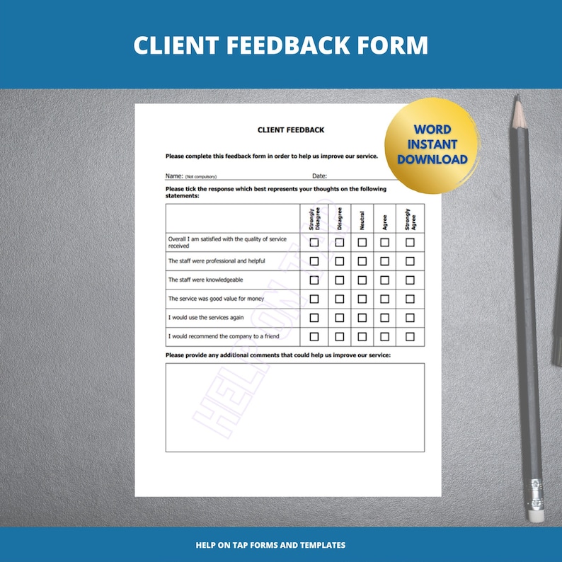General Customer Feedback Form Feedback Form Template Client Feedback