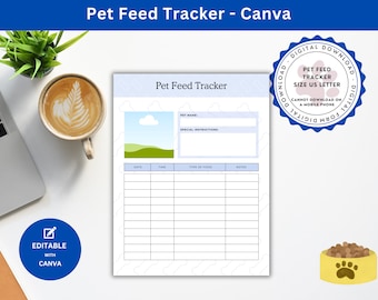 Dog Feed Tracker For Boarders, Pet Owners Pet Feeding Schedule For Fridge to Track Cat Feeding Reminder Dog Has Been Fed Log with Picture