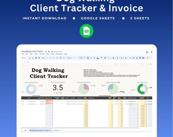 Dog Walking Business Tracker Dog Walker Client Database Google Sheets Customer & Payment Tracker Pet Care Business Management Spreadsheet