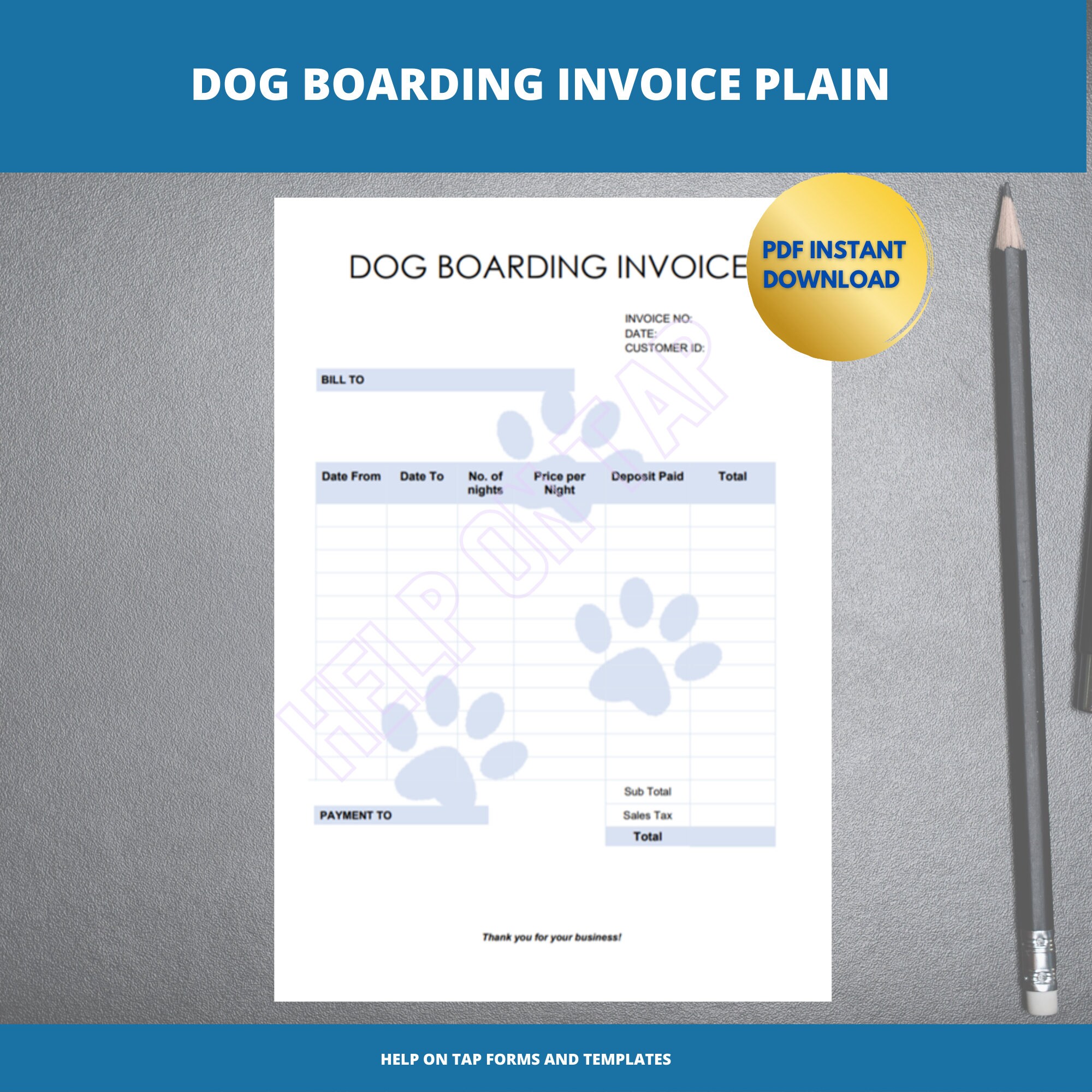 Dog Boarding Invoice Template blue Word Editable Invoice Etsy UK Dog Boarding Invoice Template blue Word Editable Invoice Etsy UK