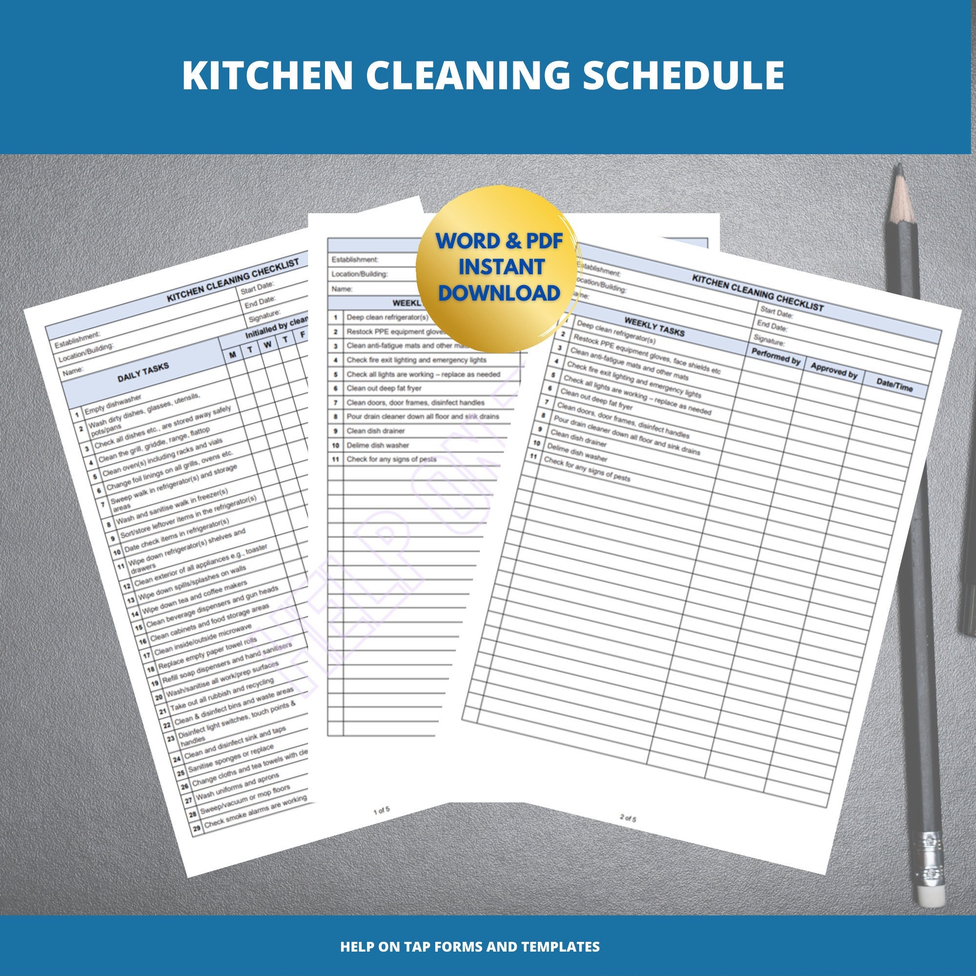 Restaurant Kitchen Cleaning Services Checklist Editable Cafe - Etsy
