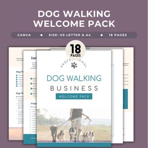 Willkommensbuch für Hundeausführer, Handbuch für Neukunden, Starterpaket für Hundeausführer, Onboarding-Ordner für Haustierdienstleistungen, Serviceinformationspaket, Canva