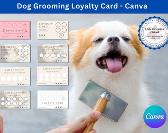 Dog Groom Loyalty Cards - Canva  | Dog Grooming Client Rewards Card Template | Pet Grooming  Card | Dog Grooming Customer Loyalty Cards