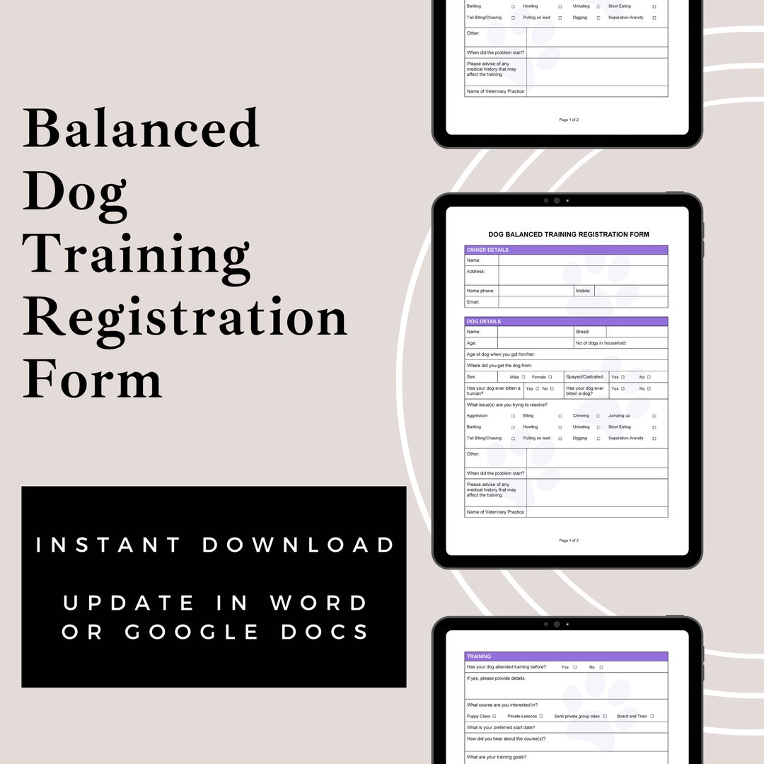 Balanced Dog Training Registration Form Balance Training Dog Board and