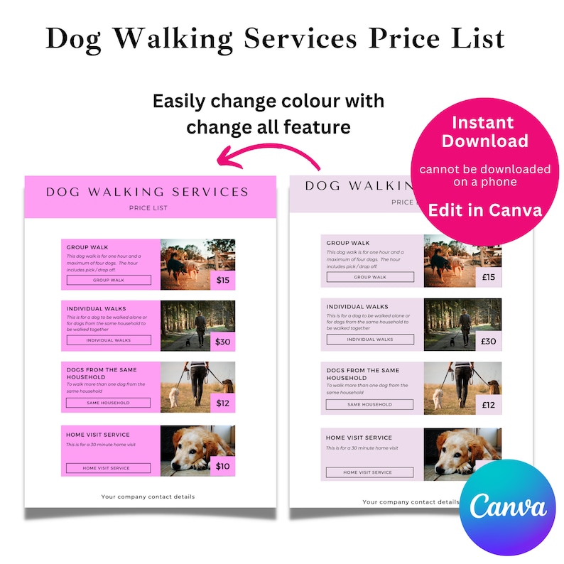 Dog Walking Price List Template Dog Walking Price List Template