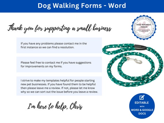 Dog Walk Report Template: Pet Care Summary (canva Word) Ireland