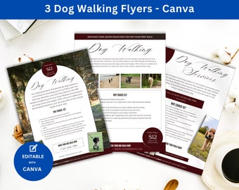 3 Dog Walking Flyers to Market Dog Walking Business to Gain More Clients and Grow Your Dog Walking Services with Marketing Ideas for Flyers