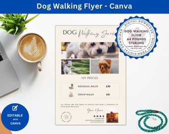 Dog Walking Flyer for a Teenager | Canva Dog Walking Leaflet | Dog Walking Service Flyer | Dog Walking Flyer Template Ideas for Start Up