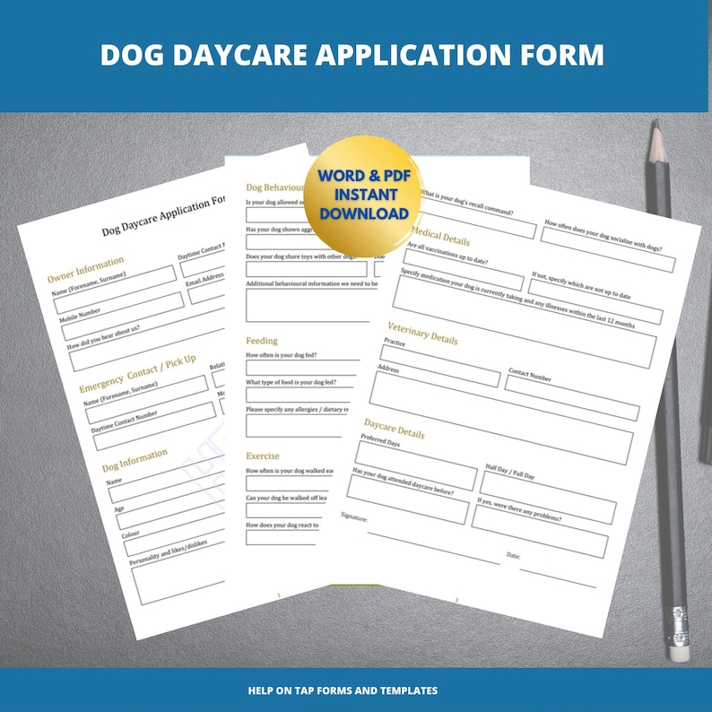 Dog Daycare Application Form Doggy Daycare Daycare Admission Doggie