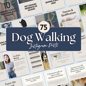 Instagram-Vorlagen für Hundeausführservices, Social-Media-Posts für Hundeausführer, Canva-Marketing-Werbedesigns, Inhalte für Tierpflegeunternehmen, Instagram-Post-Bundle