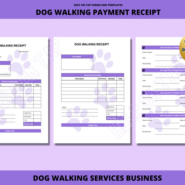 Dog Walking Slip Receipt - Etsy