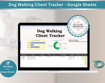 Google Sheets Dog Walk Client Tracker Pet Care Payment Spreadsheet Record Dog Walking Customer Log Dog Walker Scheduling & Payment Tracker