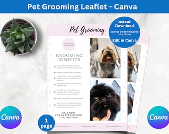 Pet Grooming Benefits Leaflet | Dog Grooming Leaflet | Mobile Dog Grooming Flyer | Leaflet Ideas for Dog Grooming | Dog Grooming Marketing