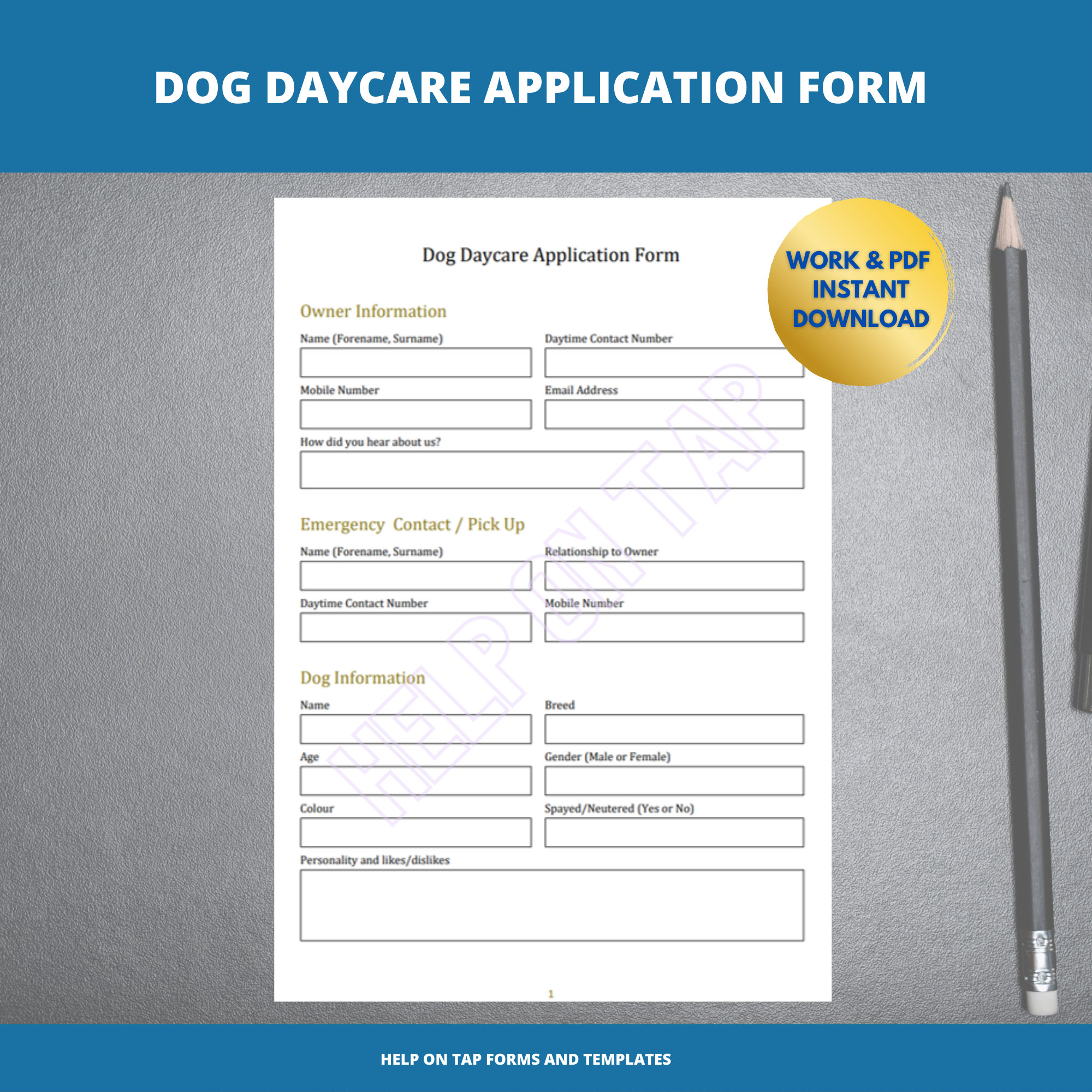 Dog Daycare Application Form Doggy Daycare Daycare Admission Doggie
