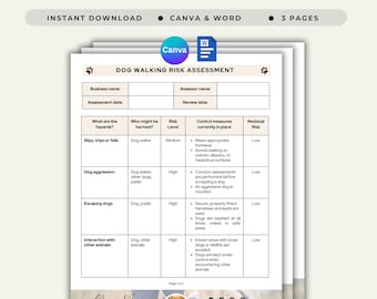 Dog Walking Risk Assessment Template Pet Walking Hazard Evaluation Form Puppy Walking Risk Review Document Dog Care Risk Analysis Template
