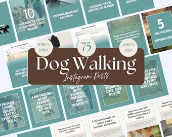 Dog Walking Instagram Post Template Pet Walker IG Content Post Idea Canva Dog Walking Business Instagram Template Pet Care Marketing Post