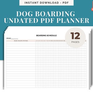 Niet-gedateerde Goodnotes planner voor hondenpension voor een kennel of thuispension, planner voor dierenpension voor Goodnotes, maandplanner afdrukbare pdf