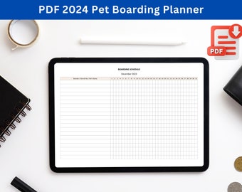 2024 Goodnotes Dog Boarding Planner for a Kennel or Home Boarding, Pet Boarding Planner for Goodnotes, Monthly Planner 2024 & December 2023