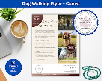 Dog Walking Flyer to Market a Dog Walking Business to Gain More Clients and Grow Your Dog Walking Services with Marketing Ideas for Flyers