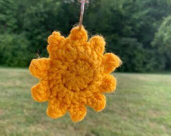 crochet mini sun keychain