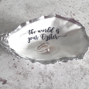 Silver Oyster Shell Dish. The World is Your Oyster with Freshwater Pearl. Graduation Gift.