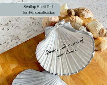 Personalised Scallop Shell for a Silver or Pearl Wedding Anniversary. Baptism or Christening with an Optional Freshwater Pearl.