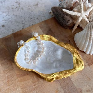 Gold Oyster Shell Ring Dish. Trinket Holder for Dressing Table.