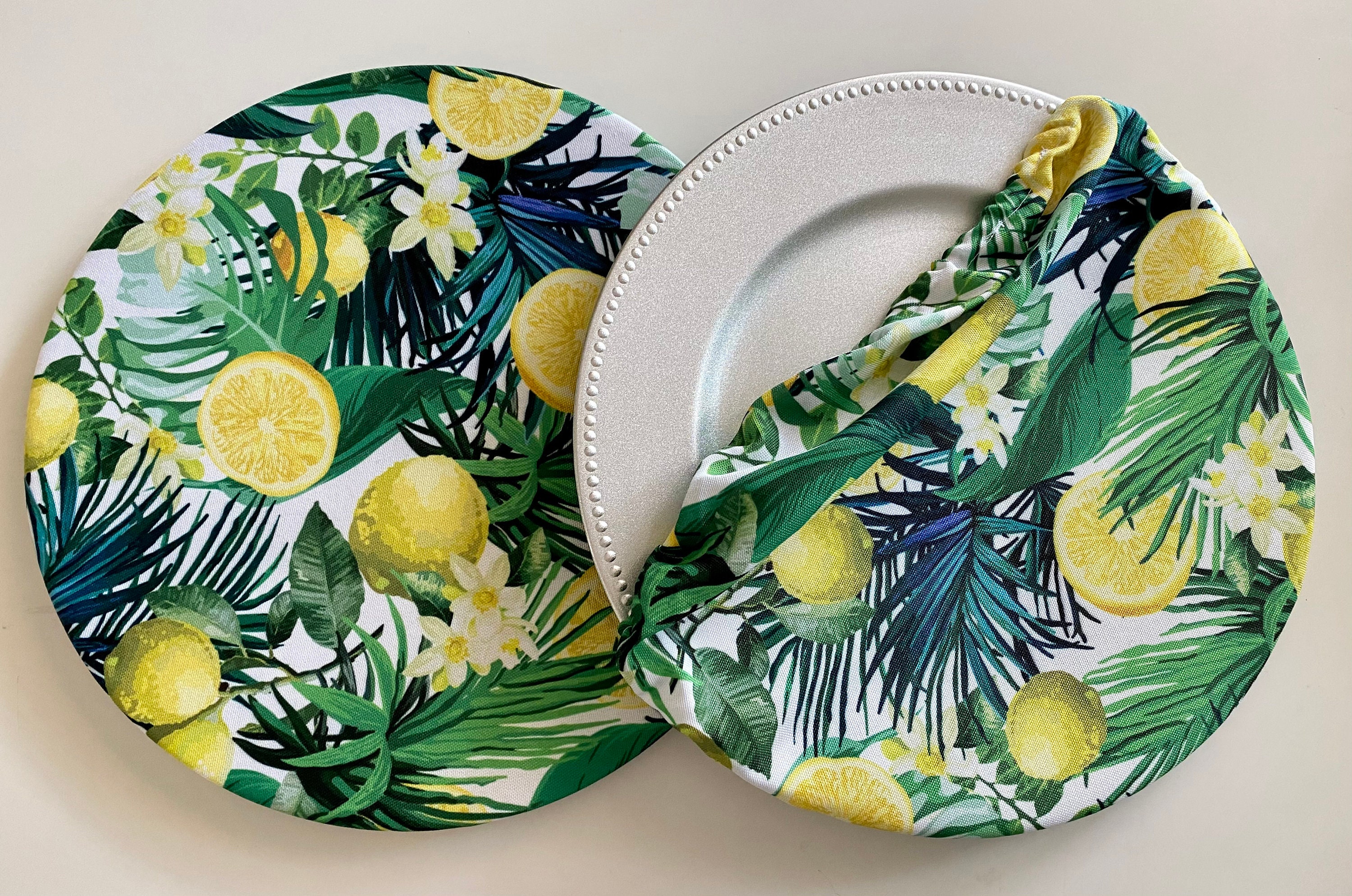 Set of 4 Lemon Charger Plate Covers Etsy