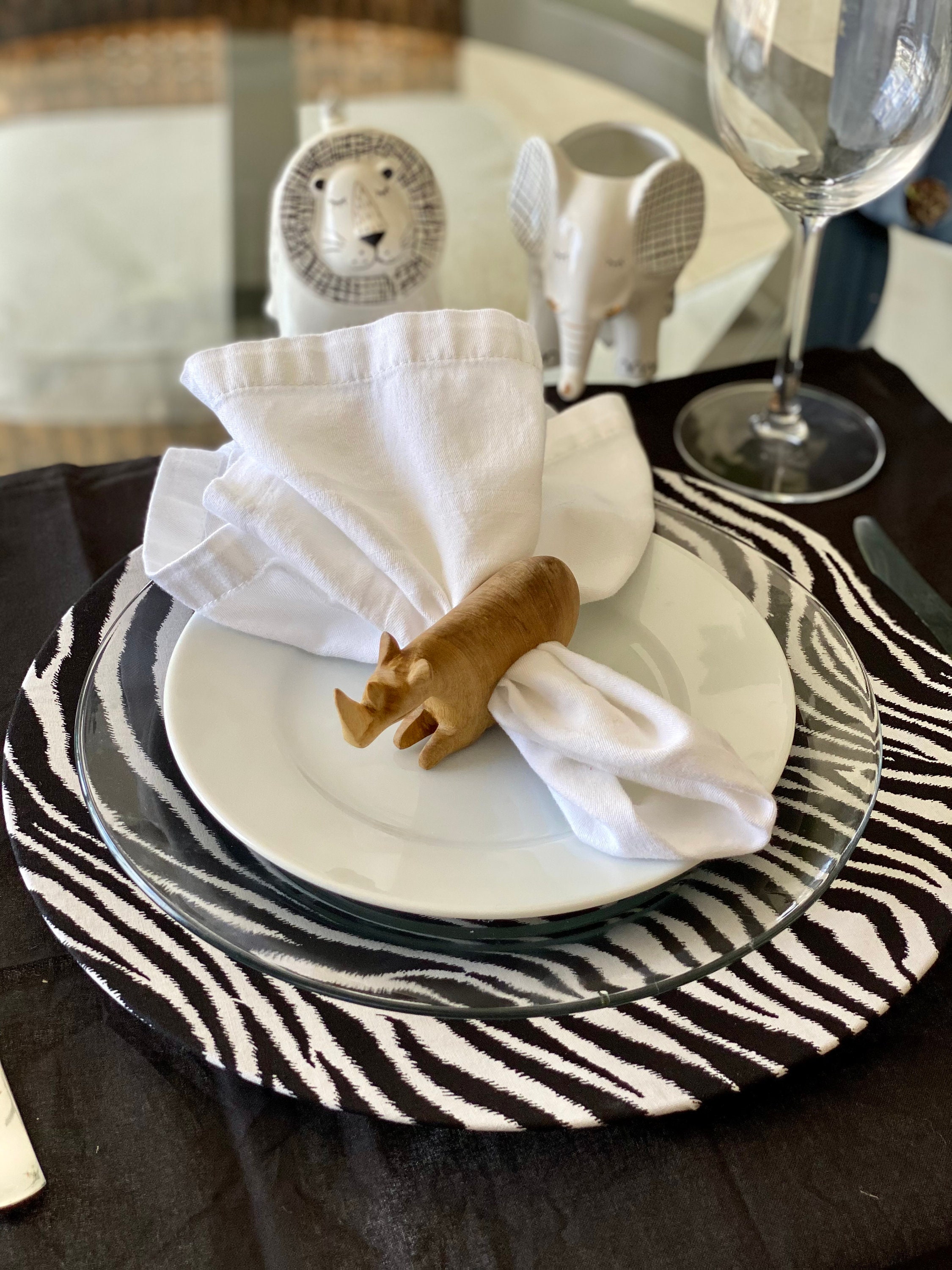 Set of 4 Animal Print / Leopard and Zebra Charger Plate Covers Etsy