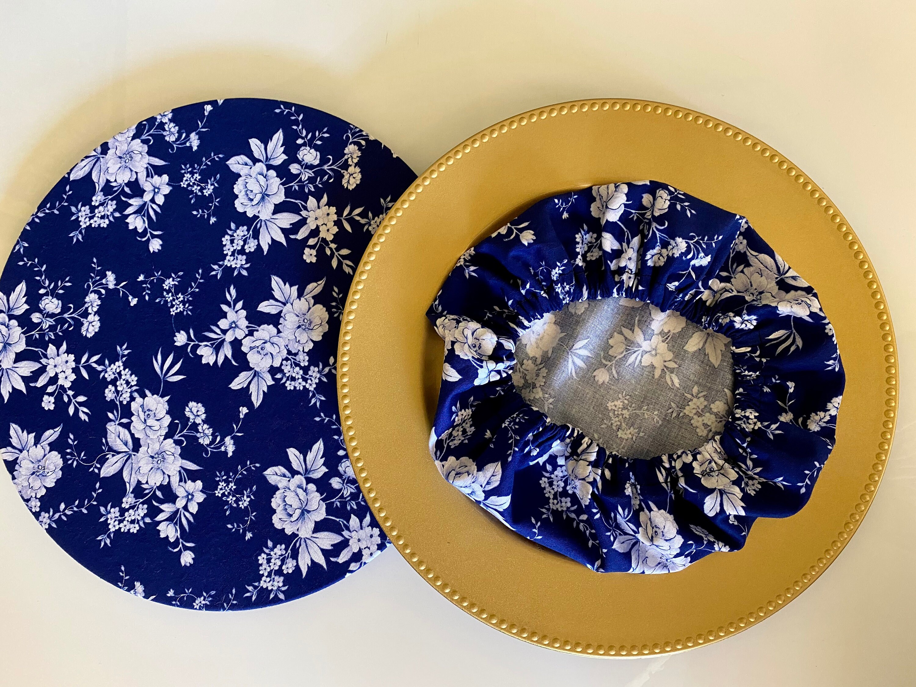 Flowers Charger Plate Covers Minimum order 4 / Blue Plates / Etsy