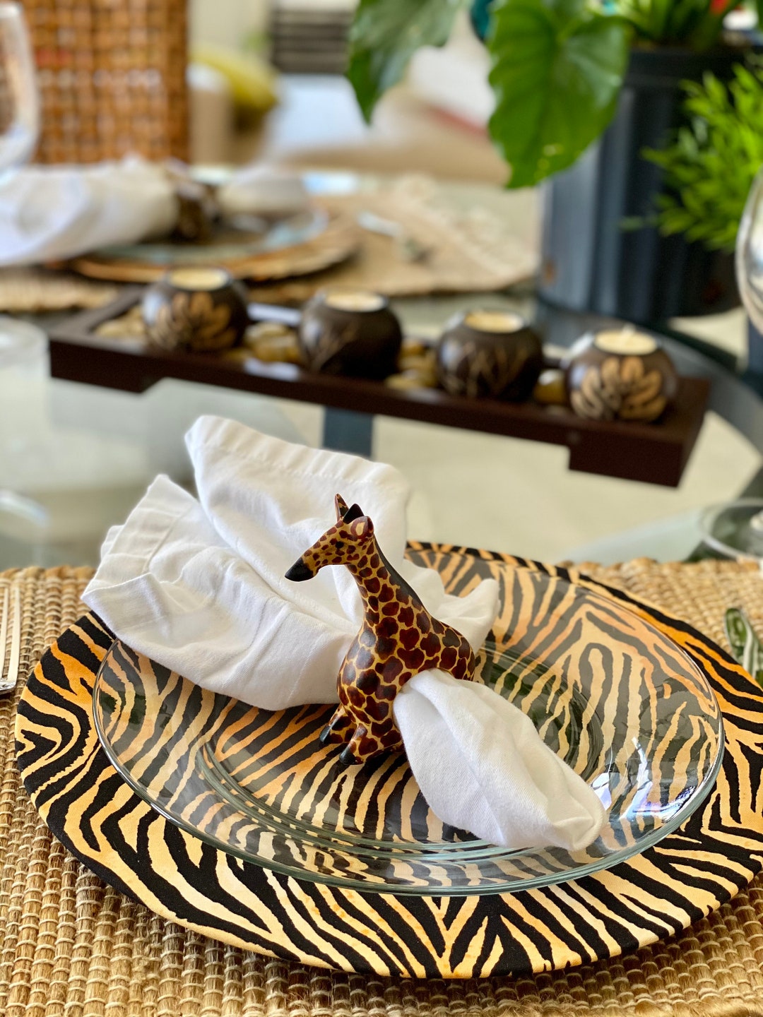 Set of 4 Animal Print / Leopard and Zebra Charger Plate Covers Etsy