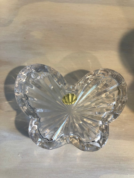 Vintage Leaded Crystal Butterfly Trinket Dish Lid… - image 6