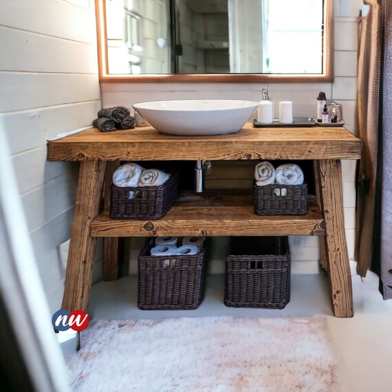 Wood Shelf Bathroom Sink Shelf Bathroom Decor Plant Shelf -    Farmhouse bathroom decor, Over the sink shelf, Diy bathroom storage