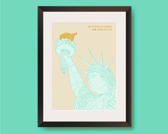Lady Liberty A5 Art Print, Illustrated NYC Travel Print