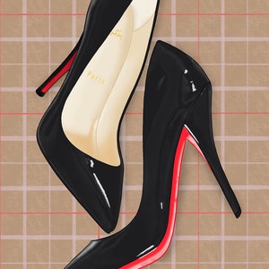 Louboutin Fashion Print, Red Sole Shoe Art (A4) image 2