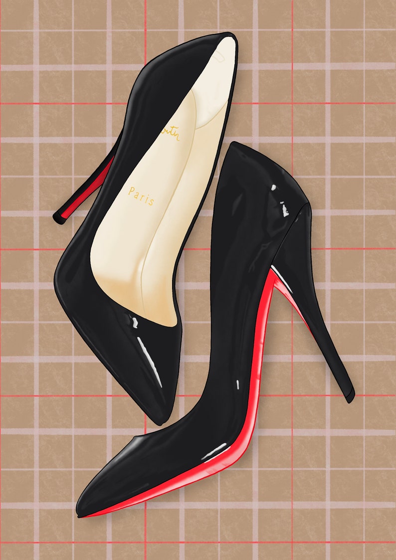 Louboutin Fashion Print, Red Sole Shoe Art (A4) image 2