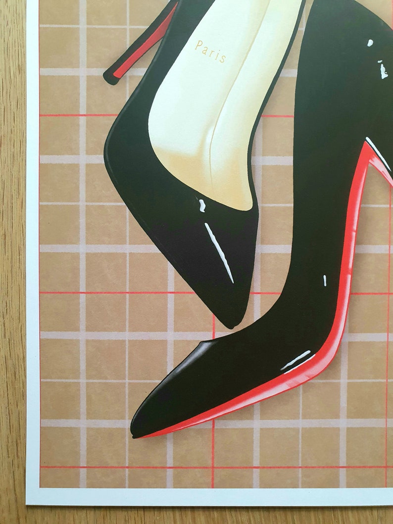 Louboutin Fashion Print, Red Sole Shoe Art (A4) image 5
