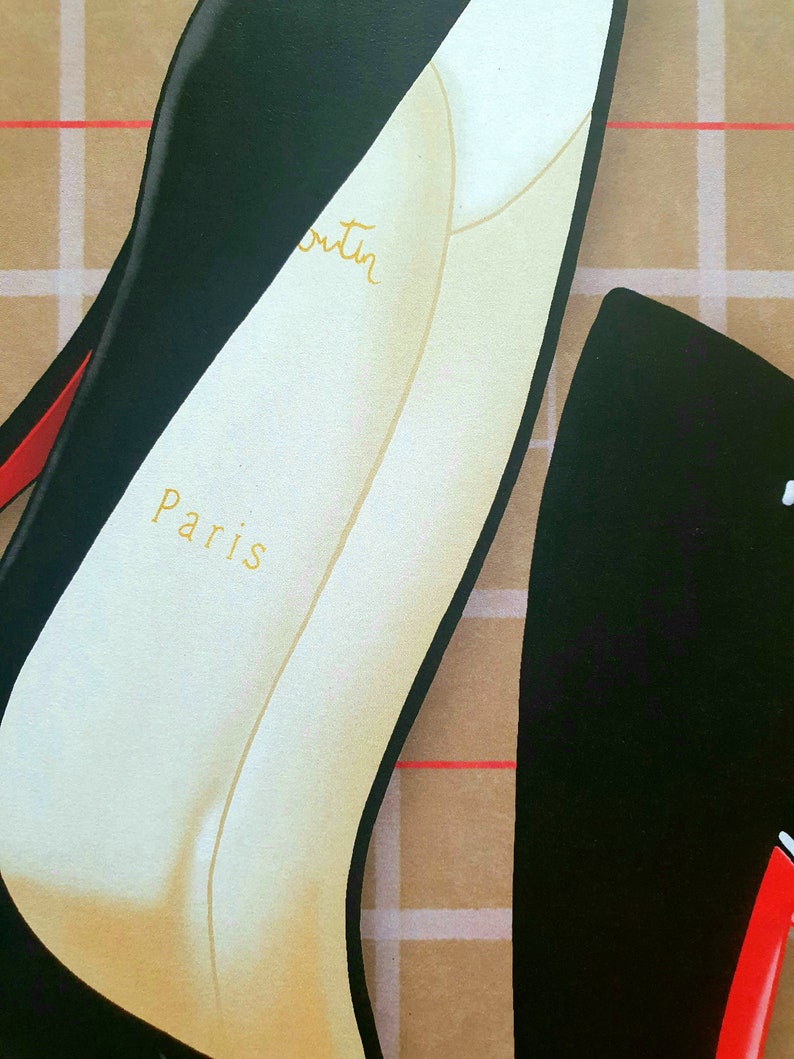 Louboutin Fashion Print, Red Sole Shoe Art (A4) image 6