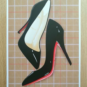 Louboutin Fashion Print, Red Sole Shoe Art (A4) image 4
