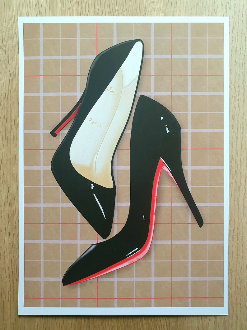 Louboutin Fashion Print, Red Sole Shoe Art (A4) image 4