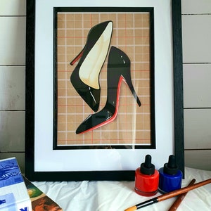 Louboutin Fashion Print, Red Sole Shoe Art (A4) image 3