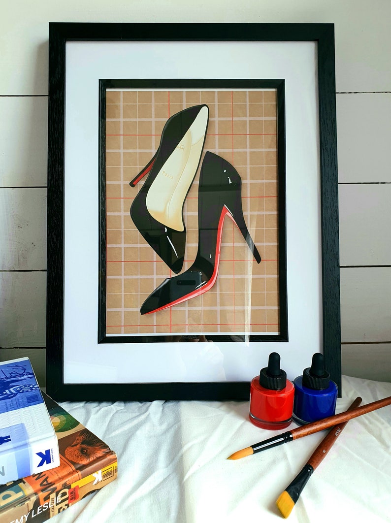 Louboutin Fashion Print, Red Sole Shoe Art (A4) image 3