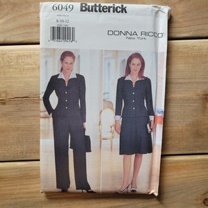 Butterick 6049 ,pantsuit pattern, size 8 10 12, skirt and jacket pattern, donna ricco, uncut and FF