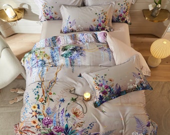 Alora 100% Egyptian Cotton Bedding Set | Floral Pattern | 600TC | Queen & King Size Options