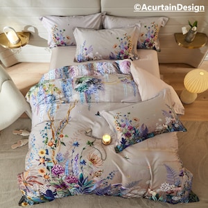 Alora 100% Egyptian Cotton Bedding Set | Floral Pattern | 600TC | Queen & King Size Options
